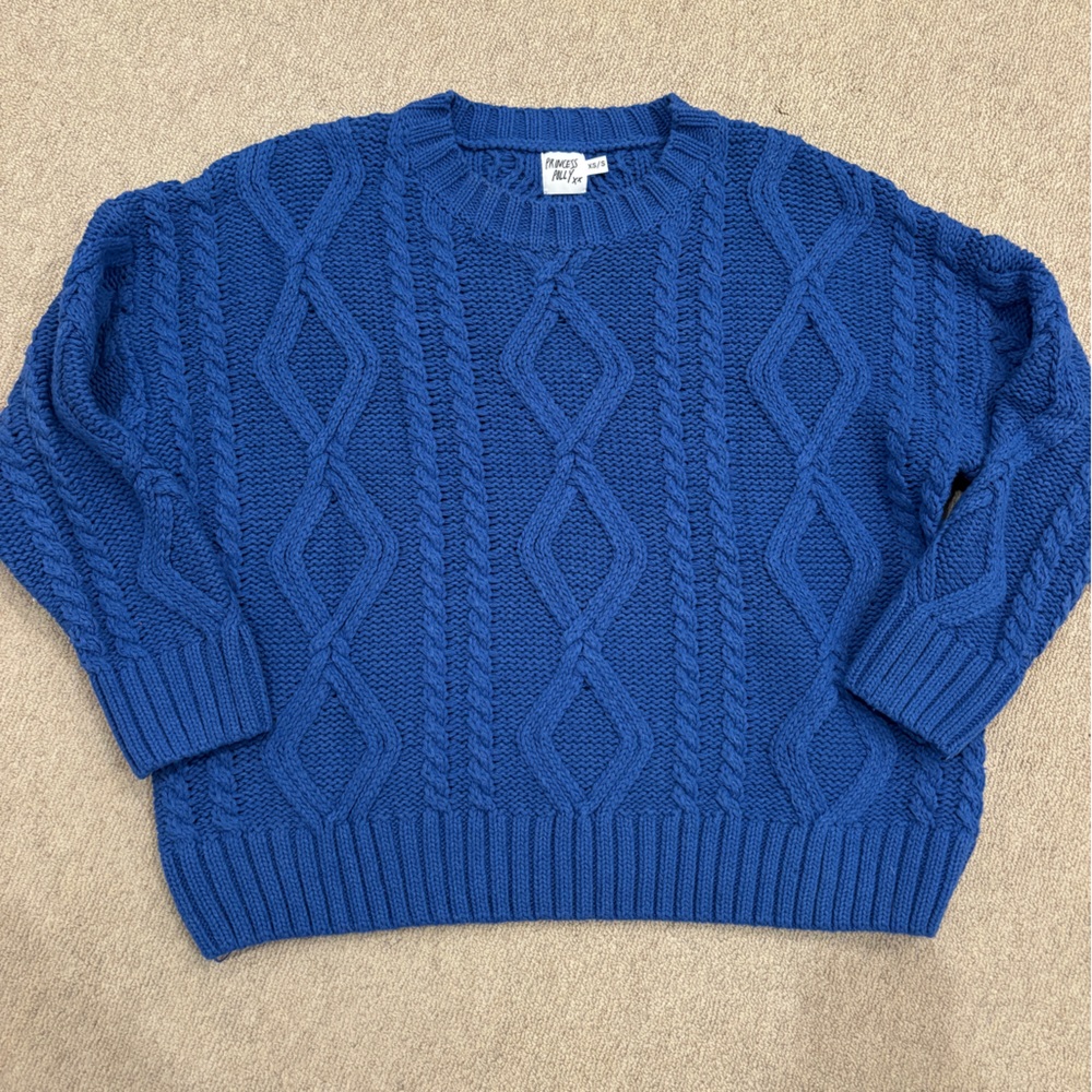 Princess Polly Oversized Royal Blue Cable Knit Sweater